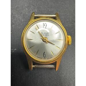 Vintage Slava USSR 17 Jewels Mechanical Gold Tone Ladies Watch No Band